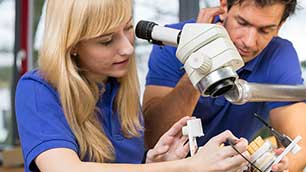 Dentists examining a forever crown